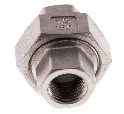Rp 1/4'' Acier inoxydable Mamelon double 3-pièces avec joint conique 16 Bar