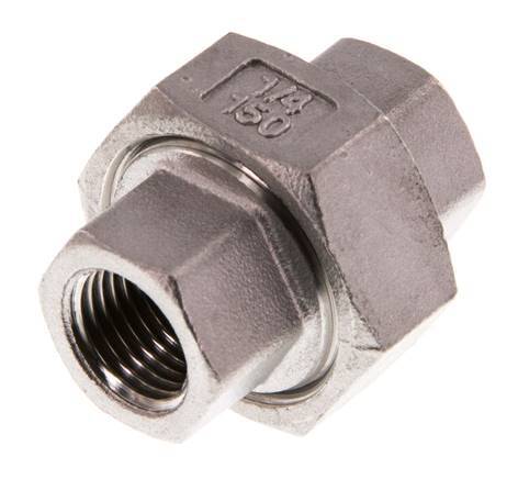 Rp 1/4'' Acier inoxydable Mamelon double 3-pièces avec joint conique 16 Bar