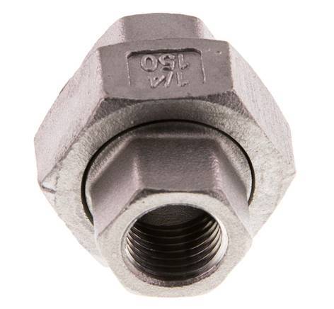Rp 1/4'' Acier inoxydable Mamelon double 3-pièces avec joint conique 16 Bar