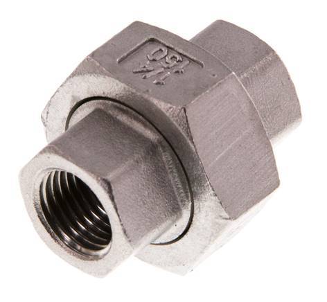 Rp 1/4'' Acier inoxydable Mamelon double 3-pièces avec joint conique 16 Bar