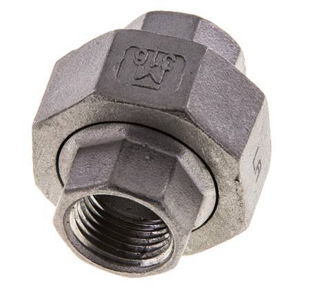 3/8'' NPT Mamelon double en acier inoxydable 3-pièces avec joint conique 16 Bar