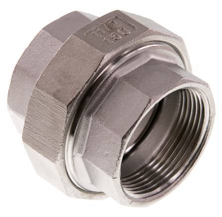 Rp 1 1/2'' Acier inoxydable Mamelon double 3-pièces avec joint conique 16 Bar