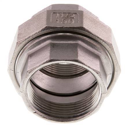 Rp 1 1/2'' Acier inoxydable Mamelon double 3-pièces avec joint conique 16 Bar