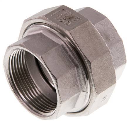 Rp 1 1/2'' Acier inoxydable Mamelon double 3-pièces avec joint conique 16 Bar