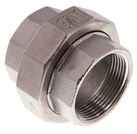 Rp 1 1/2'' Acier inoxydable Mamelon double 3-pièces avec joint conique 16 Bar