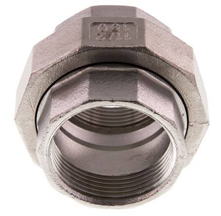 Rp 1 1/2'' Acier inoxydable Mamelon double 3-pièces avec joint conique 16 Bar