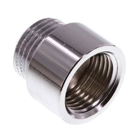 G 1/2'' F/M Chromium plated Brass Extension DIN 3523 - 15 mm [2 Pieces]