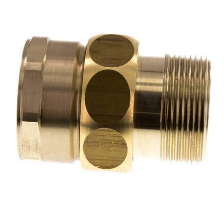 Rp 1 1/2'' x R 1 1/2'' F/M Brass Double Nipple 3-pieces with Flat sealing 16 Bar