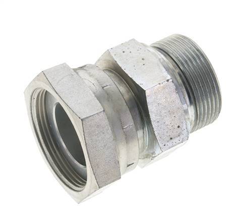 UN 2''-12 x G 1 1/2'' F/M Zinc plated Steel Reducing Adapter ORFS 250 Bar - Hydraulic