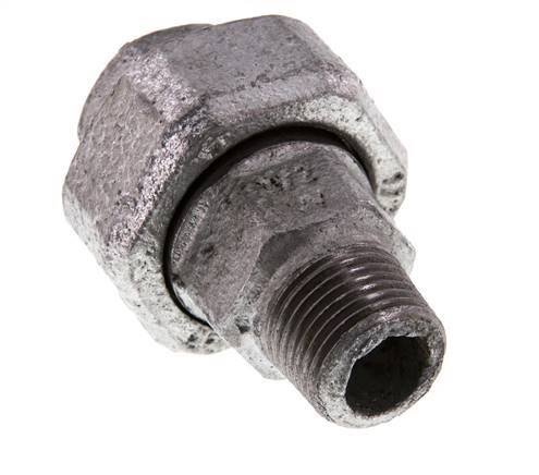 Rp 1/2'' x R 1/2'' F/M Zincé Fonte Mamelon double 3 pièces avec joint conique 25 Bar