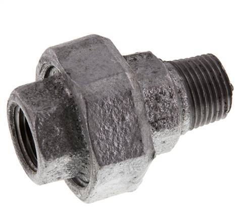 Rp 1/2'' x R 1/2'' F/M Fonte zinguée Mamelon double 3 pièces avec joint plat 25 Bar