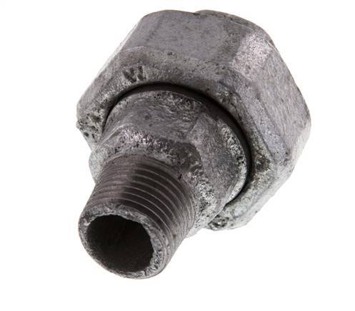 Rp 1/2'' x R 1/2'' F/M Fonte zinguée Mamelon double 3 pièces avec joint plat 25 Bar