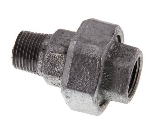 Rp 1/2'' x R 1/2'' F/M Fonte zinguée Mamelon double 3 pièces avec joint plat 25 Bar