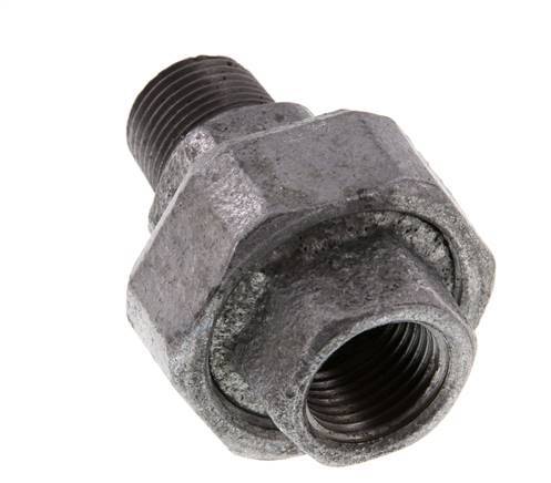 Rp 1/2'' x R 1/2'' F/M Fonte zinguée Mamelon double 3 pièces avec joint plat 25 Bar