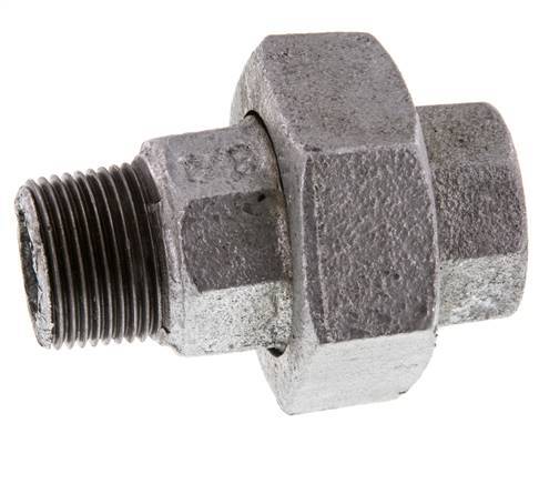 Rp 3/4'' x R 3/4'' F/M Fonte zinguée Mamelon double 3 pièces avec joint plat 25 Bar