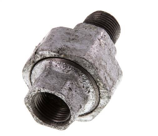 Rp 3/8'' x R 3/8'' F/M Fonte zinguée Mamelon double 3 pièces avec joint conique 25 Bar