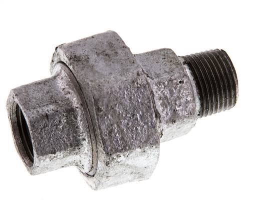 Rp 3/8'' x R 3/8'' F/M Fonte zinguée Mamelon double 3 pièces avec joint conique 25 Bar