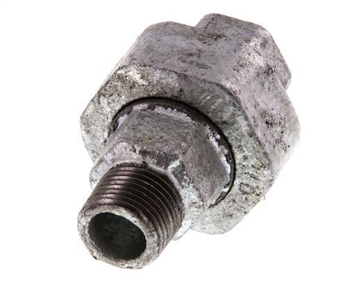 Rp 3/8'' x R 3/8'' F/M Fonte zinguée Mamelon double 3 pièces avec joint conique 25 Bar