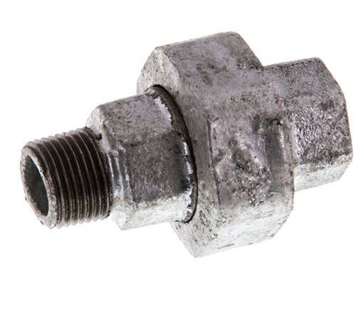 Rp 3/8'' x R 3/8'' F/M Fonte zinguée Mamelon double 3 pièces avec joint conique 25 Bar