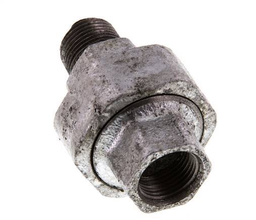 Rp 3/8'' x R 3/8'' F/M Fonte zinguée Mamelon double 3 pièces avec joint conique 25 Bar