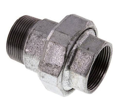 Rp 1 1/2'' x R 1 1/2'' F/M Zinc plated Cast iron Double Nipple 3-pieces with Flat sealing 25 Bar
