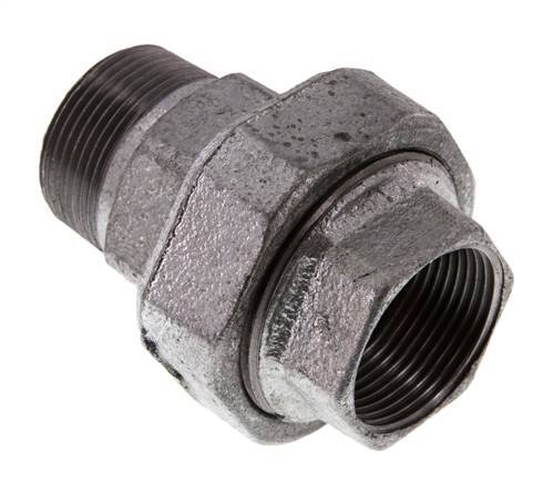 Rp 1 1/4'' x R 1 1/4'' F/M Zincé Fonte Mamelon double 3 pièces avec joint conique 25 Bar