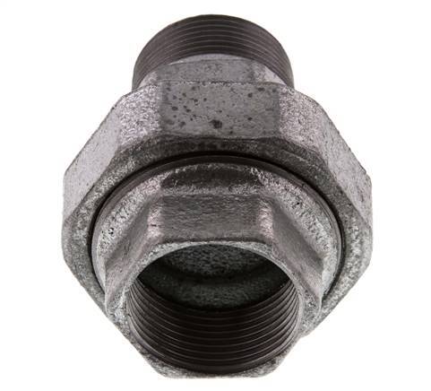 Rp 1 1/4'' x R 1 1/4'' F/M Zincé Fonte Mamelon double 3 pièces avec joint conique 25 Bar