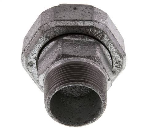 Rp 1 1/4'' x R 1 1/4'' F/M Zincé Fonte Mamelon double 3 pièces avec joint conique 25 Bar