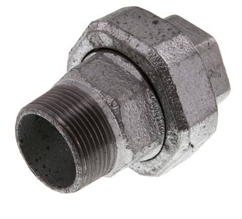 Rp 1 1/4'' x R 1 1/4'' F/M Zincé Fonte Mamelon double 3 pièces avec joint conique 25 Bar