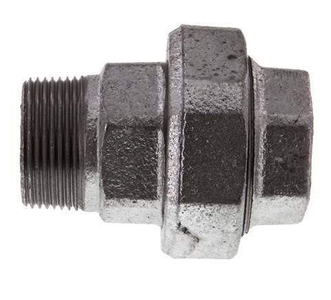 Rp 1 1/4'' x R 1 1/4'' F/M Zincé Fonte Mamelon double 3 pièces avec joint conique 25 Bar
