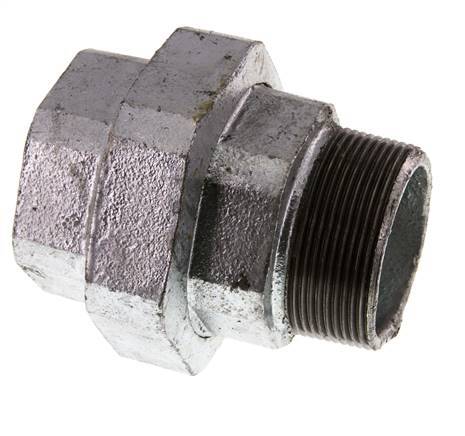 Rp 2'' x R 2'' F/M Fonte zinguée Mamelon double 3 pièces avec joint plat 25 Bar
