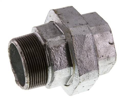 Rp 2'' x R 2'' F/M Fonte zinguée Mamelon double 3 pièces avec joint plat 25 Bar