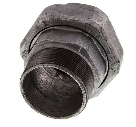 Rp 2 1/2'' x R 2 1/2'' F/M Zinc plated Cast iron Double Nipple 3-pieces with Conically sealing 25 Bar