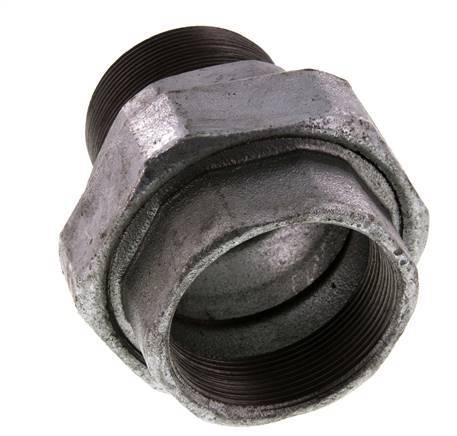 Rp 2 1/2'' x R 2 1/2'' F/M Fonte zinguée Mamelon double 3 pièces avec joint plat 25 Bar