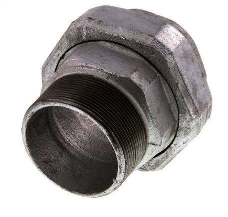 Rp 2 1/2'' x R 2 1/2'' F/M Fonte zinguée Mamelon double 3 pièces avec joint plat 25 Bar