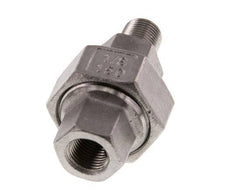Rp 1/8'' x R 1/8'' F/M Acier inoxydable Mamelon double 3 pièces à étanchéité conique 16 Bar