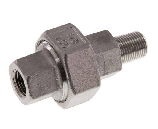 Rp 1/8'' x R 1/8'' F/M Stainless steel Double Nipple 3-pieces with Conically sealing 16 Bar