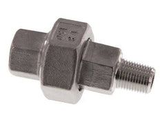 Rp 1/8'' x R 1/8'' F/M Acier inoxydable Mamelon double 3 pièces à étanchéité conique 16 Bar