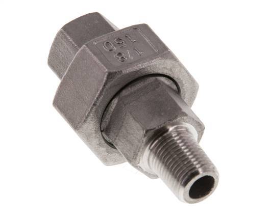 Rp 1/8'' x R 1/8'' F/M Acier inoxydable Mamelon double 3 pièces à étanchéité conique 16 Bar
