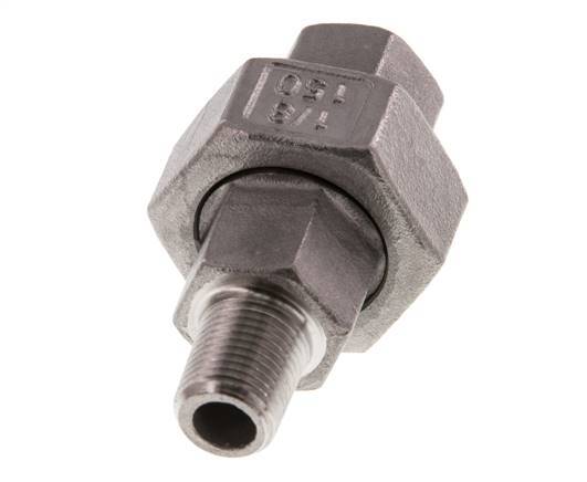 Rp 1/8'' x R 1/8'' F/M Acier inoxydable Mamelon double 3 pièces à étanchéité conique 16 Bar