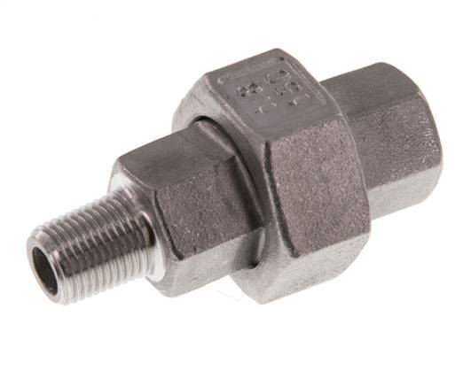 Rp 1/8'' x R 1/8'' F/M Acier inoxydable Mamelon double 3 pièces à étanchéité conique 16 Bar