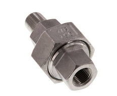 Rp 1/8'' x R 1/8'' F/M Acier inoxydable Mamelon double 3 pièces à étanchéité conique 16 Bar