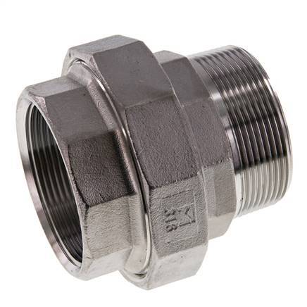 2'' NPT x 2'' NPT F/M Acier inoxydable Embout double 3 pièces avec joint conique 16 Bar
