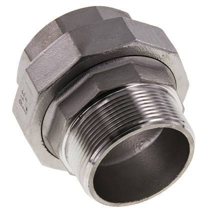 2'' NPT x 2'' NPT F/M Acier inoxydable Embout double 3 pièces avec joint conique 16 Bar