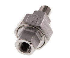 Rp 1/8'' x R 1/8'' F/M Stainless steel Double Nipple 3-pieces with Flat sealing 16 Bar