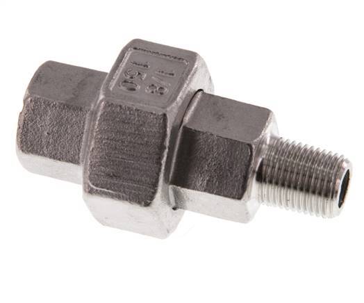 Rp 1/8'' x R 1/8'' F/M Stainless steel Double Nipple 3-pieces with Flat sealing 16 Bar