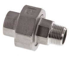 Rp 3/8'' x R 3/8'' F/M Stainless steel Double Nipple 3-pieces with Flat sealing 16 Bar
