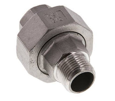 Rp 3/8'' x R 3/8'' F/M Mamelon double en acier inoxydable 3-pièces avec joint plat 16 Bar