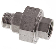 Rp 3/8'' x R 3/8'' F/M Mamelon double en acier inoxydable 3-pièces avec joint plat 16 Bar