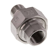 Rp 3/8'' x R 3/8'' F/M Mamelon double en acier inoxydable 3-pièces avec joint plat 16 Bar